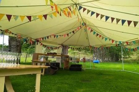 small wedding marquee with drinks